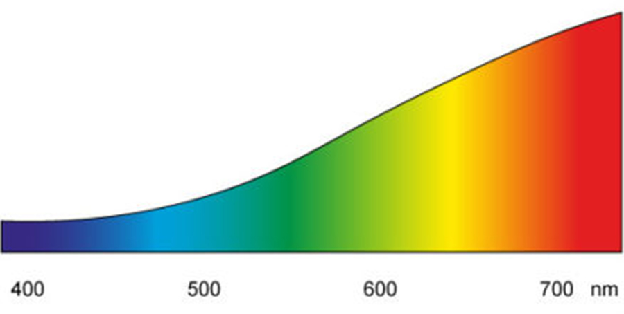 LED Lampen, Farbspektrum, Lichtspektrum, LED Spektrum, Filament LED, Fluoreszenz, Phosphor, Lichtfarbe, Farbtemperatur, gleichmäßiges Lichtprektrum, LED Blauanteil